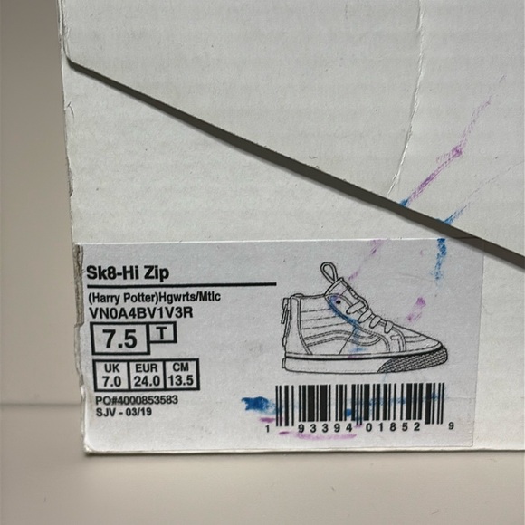 VANS Authentic x Harry Potter SK8-HI ZIP Blue Glitter Kids VN0A4BV1V3R - Picture 7 of 7